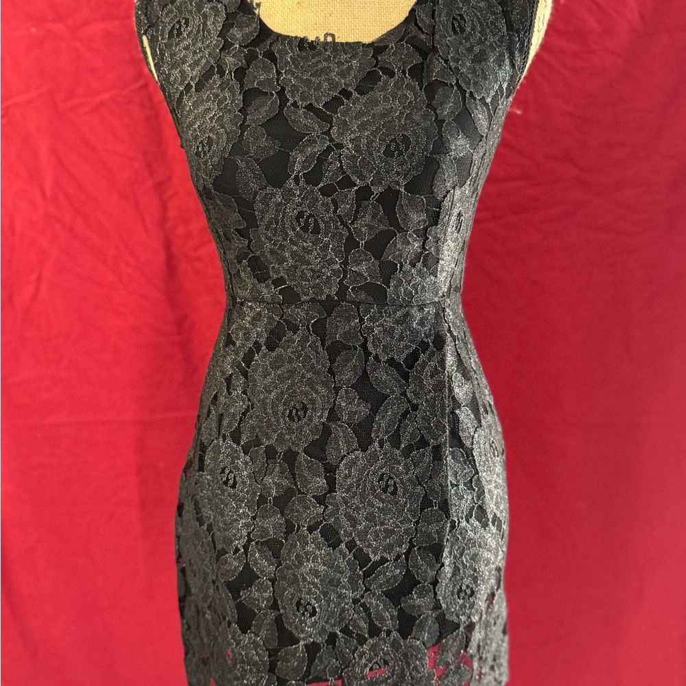 Brand XXI Black and Silver Lace Sheath Dress – Size Small